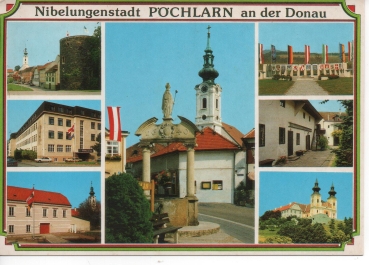 Ansichtskarte Nibelungenstadt Pöchlarn an der Donau - Mehrbildkarte